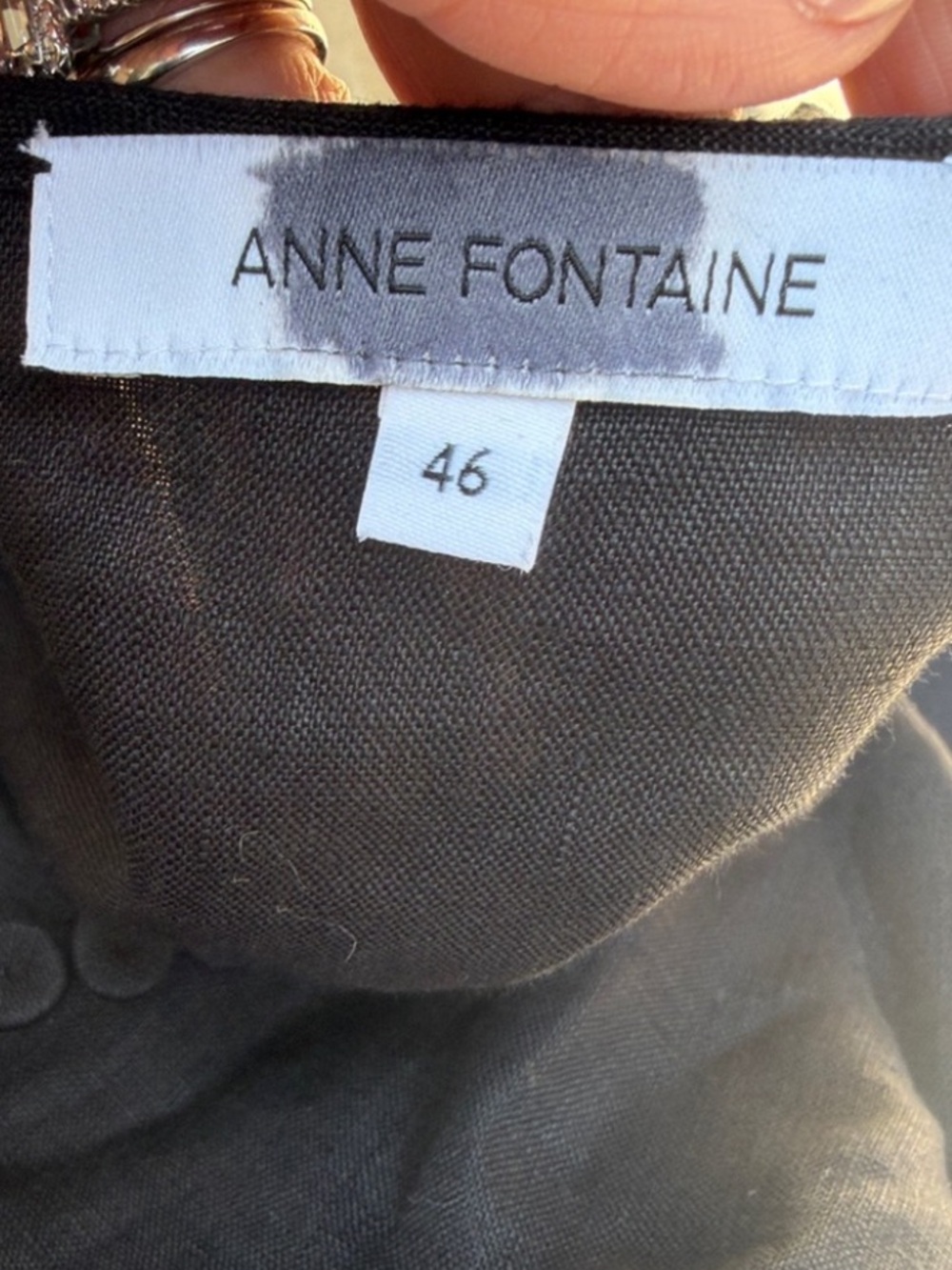 Anne Fontaine Peasant Blouse Top Linen Black V-Neck Tie Back Charlette 46 - Picture 10 of 10